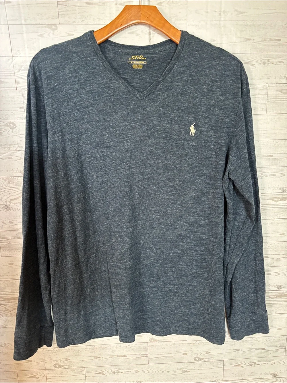 Polo Ralph Lauren V-Neck Navy Long Sleeve Tee Mens xl